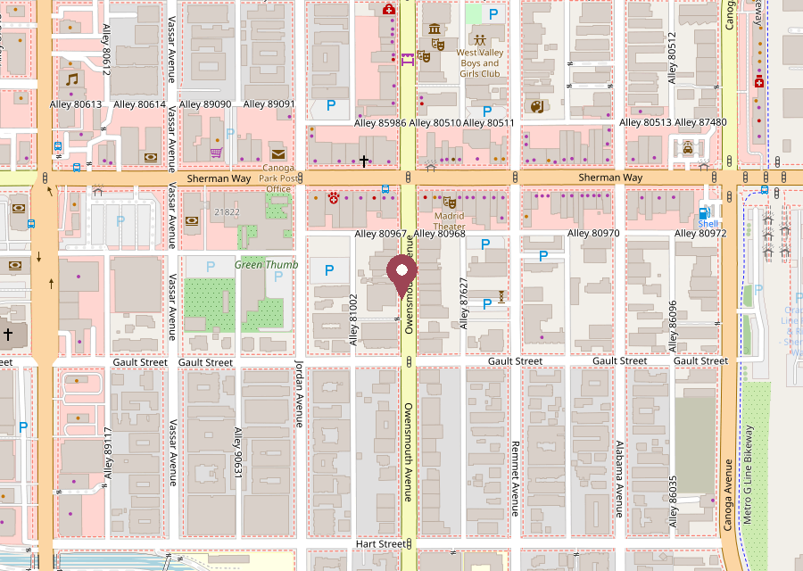 Map of Bloom Again Thrift at 7141 Owensmouth Ave, Canoga Park